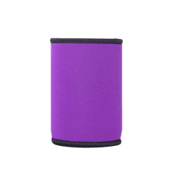 A purple neoprene stubby cooler with black trim, designed to hold drinks securely.