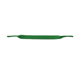 A green sublimated sunglasses strap with a smooth, flat design and ends for attachment. Features a logo.