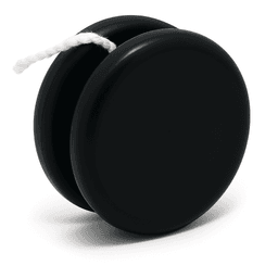 A black premium plastic yoyo with a white string, featuring a simple design and a smooth finish.