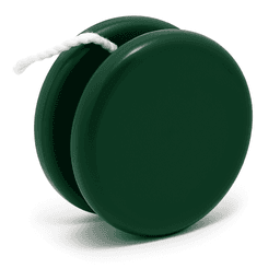 A dark green premium plastic yoyo with a white string, featuring a simple, rounded design.