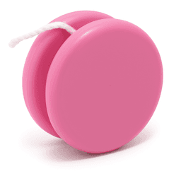 A pink premium plastic yoyo with a white string attached, featuring a smooth, glossy finish.