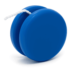 A blue premium plastic yoyo with a white string, designed for fun and games.