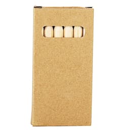 A pack of natural-coloured coloured pencils housed in a brown cardboard box with a window displaying the tips.