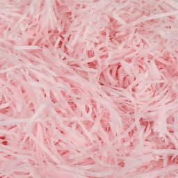 A pink shredded paper filling, suitable for gift packaging or decorative use.
