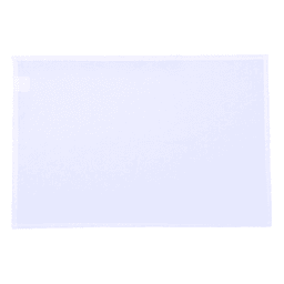 A tea towel in a soft, light purple hue, featuring a simple design and a branding logo.
