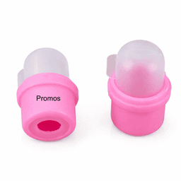 A pink promotional product with a clear top, featuring a logo, designed for dispensing liquids.