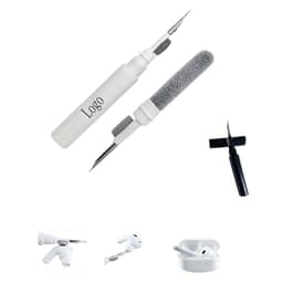 A 3 in 1 earphone cleaning kit featuring a white cleaning tool, a grey brush, and a black detail tool.