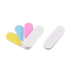 A mini nail file set featuring four colours: pink, blue, and yellow, with a white casing.