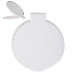 A round folding mirror with a sleek design, featuring a compact size for easy portability.