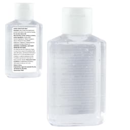 Clear, rectangular bottle of Splash Gel Hand Sanitiser with a flip-top cap, containing a transparent gel.