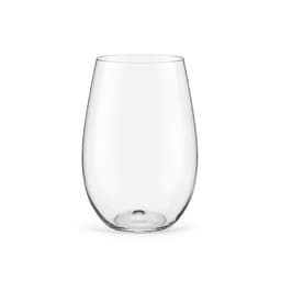 A drink bottle with a clear, curved design, featuring a logo but no visible branding or text.