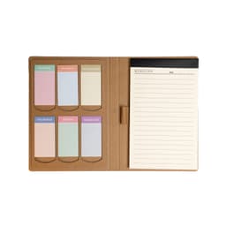 A Daily Note Planner featuring a brown cover with a notepad and six sticky note tabs labeled for each day of the week.