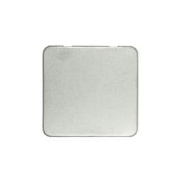 A metal tin designed to hold 12 colored pencils. The tin has a simple, smooth surface with a square shape.