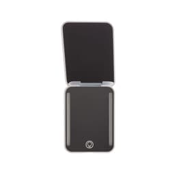 A LED compact mirror with a sleek design, featuring an illuminated interior for enhanced visibility.