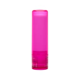A lip balm stick in a bright pink tube. The design is simple and sleek, suitable for health and personal care use.