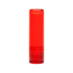 A lip balm stick in a sleek red container. The design features a twist-up mechanism for easy application.