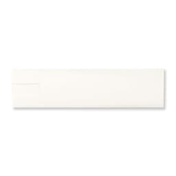 A sleek white pen case featuring a minimalist design and a small opening. It includes a branding logo.