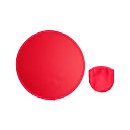 A red round item with a matching smaller pouch, designed for easy storage.