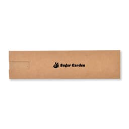 A brown packaging box featuring a logo, designed to hold a pen or similar item.