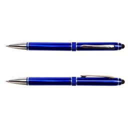 A blue Columbia Aluminium Pen with a sleek metal design and silver accents, featuring a clip and textured grip.