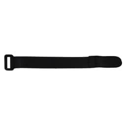 A black travel towel strap with a loop end for easy attachment, made from a durable fabric.