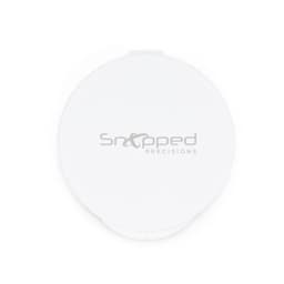 A round white case for Nico Type C earbuds, featuring a logo on the surface.