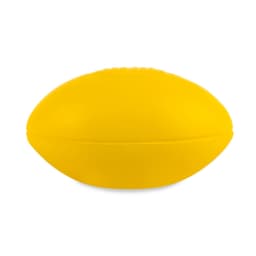 A yellow football stress reliever designed for fun and stress relief.