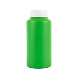 A drink bottle in vibrant green, featuring a white screw cap.