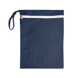A navy blue Cosi Wet Bag with a white zipper and a convenient handle. 