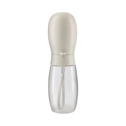 A drink bottle with a white and clear design, featuring a secure cap and a wrist strap for easy carrying.