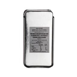 A silver slider tin containing sugar-free mints, featuring a nutrition label on the front.