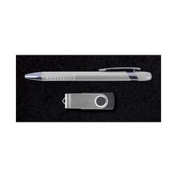 A pen and a USB flash drive are featured in the Alliance Gift Set, showcasing a sleek and professional design.