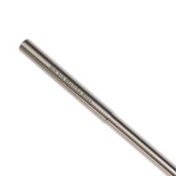 A stainless steel telescopic straw with a subtle metallic finish. It includes a branding logo.