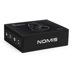 A black box containing Aero by Nomis headphones, featuring a logo and outlined headphone design on the packaging.