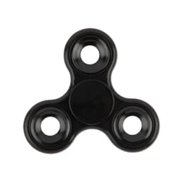 A black fidget spinner with three prongs and three circular holes.