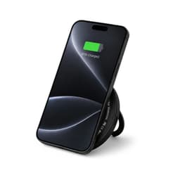 A black wireless charger and stand displaying a smartphone with an 80% charge indicator.