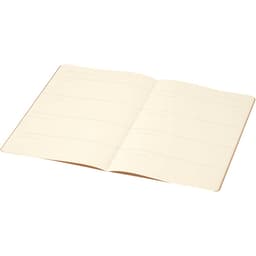 An open A5 cahier planner with blank, lined pages, featuring a simple design and a neutral colour scheme.