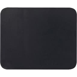 A black mouse pad with rounded edges, featuring a smooth, flat surface and no visible branding.