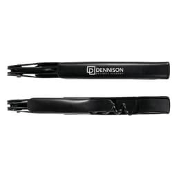 A black wine waiter's knife featuring a corkscrew and a logo. It has a sleek design suitable for elegant settings.
