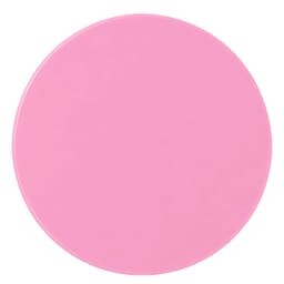 A round, pink Glider slider makeup mirror with a smooth surface and no visible markings.