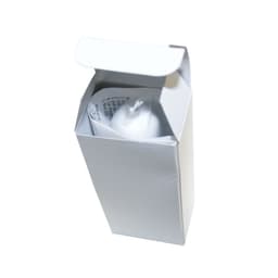A white carton packaging containing a dual car charger, featuring a transparent cover over the product.