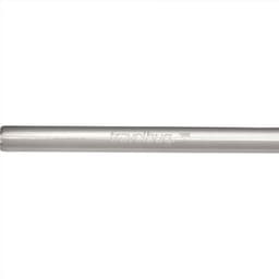 A stainless steel straw in silver, featuring a branding logo, designed for reusable drinking.