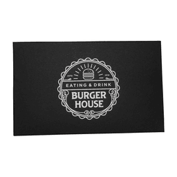 A black menu cover with the text "Burger House" and a burger graphic, featuring a decorative border.