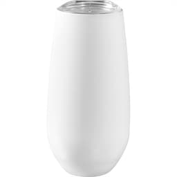 A drink bottle featuring a sleek white design with a clear lid, suitable for various beverages.