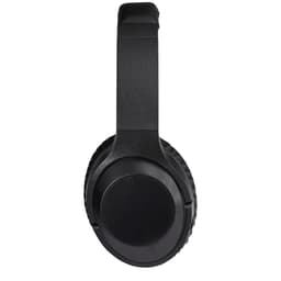 A pair of black ANC headphones with a sleek design and a circular ear cup. They feature a simple, modern branding element.