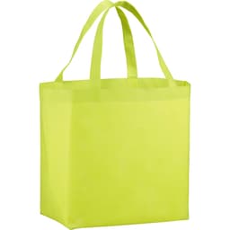 A bright lime green non-woven shopper tote bag with two sturdy handles and a spacious design.