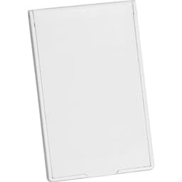 A white stand-up pocket mirror with a sleek design, featuring a simple and clean aesthetic.