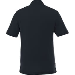 A black short sleeve polo shirt for men with a classic fit and a small logo.