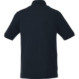 A black short sleeve polo shirt with a collar and no visible branding on the back.