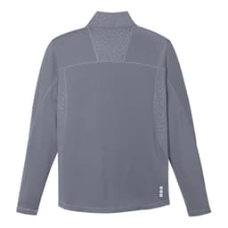 A grey knit quarter zip jumper featuring a textured back and a collar, designed for men.